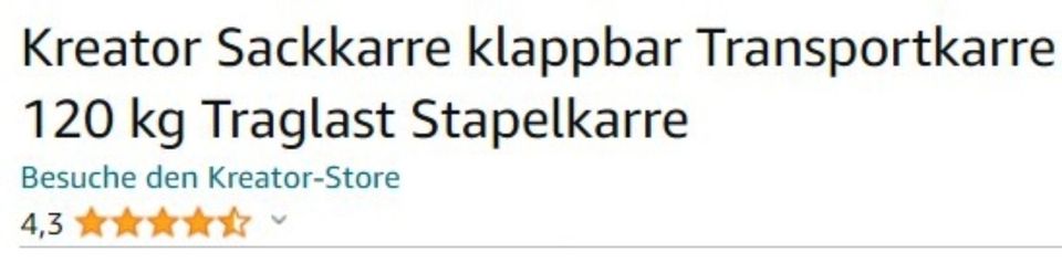 NEU Stabile Transportkarre 120 Kg Teleskop-Sackkarre klappbar Alu in Oberhausen