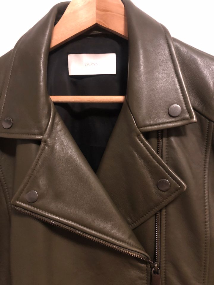 HUGO BOSS Biker Lederjacke Nappaleder Damen 40 Grün in Erfurt