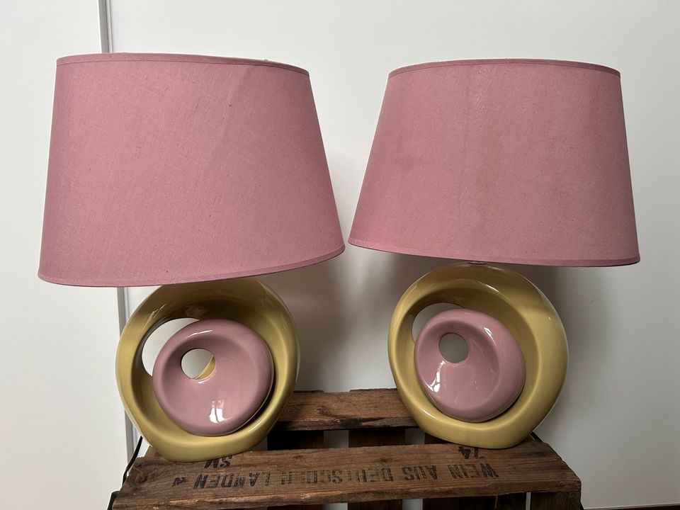 2er Set Nachttischlampen Lampen Leuchten rosa grün Retro Design T in Wuppertal