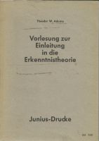 Vorlesung zur Einleitung in die Erkenntnistheorie. Adorno, Theodo Schleswig-Holstein - Kappeln Vorschau