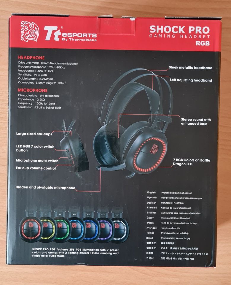 Gaming Headset, wie neu, ttesports Shock Pro RGB in Ingelheim am Rhein