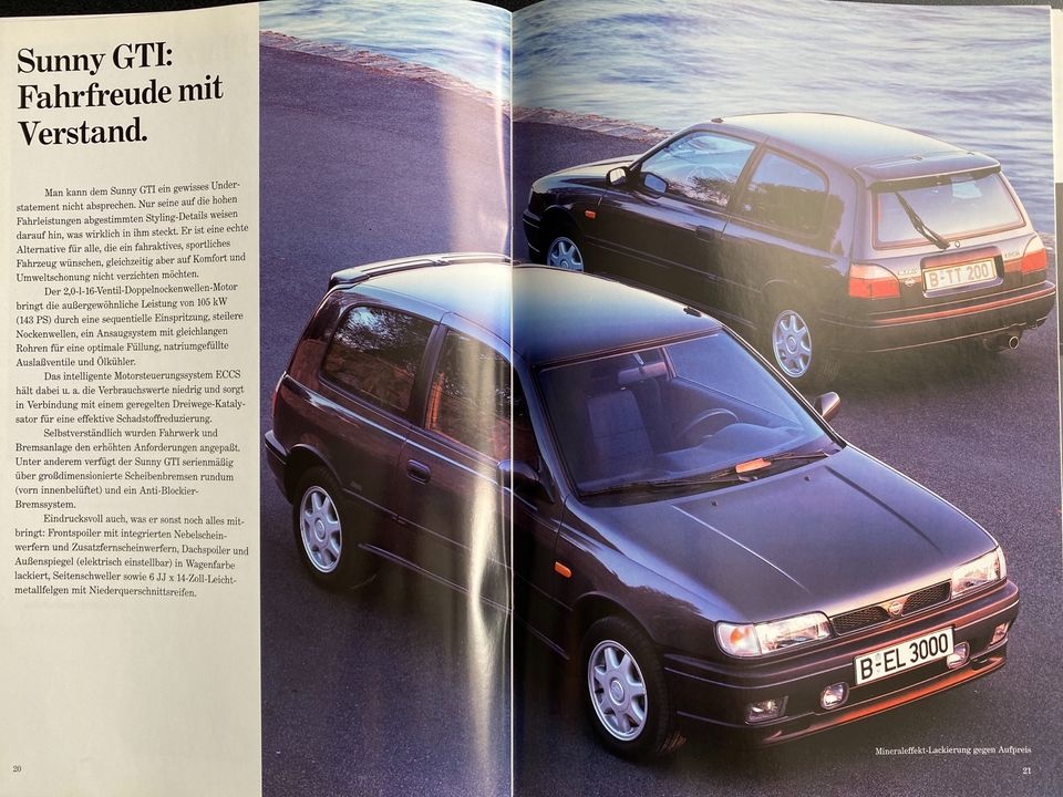 Prospekt Nissan Sunny inkl. GTI von 04/1992 in Mettmann