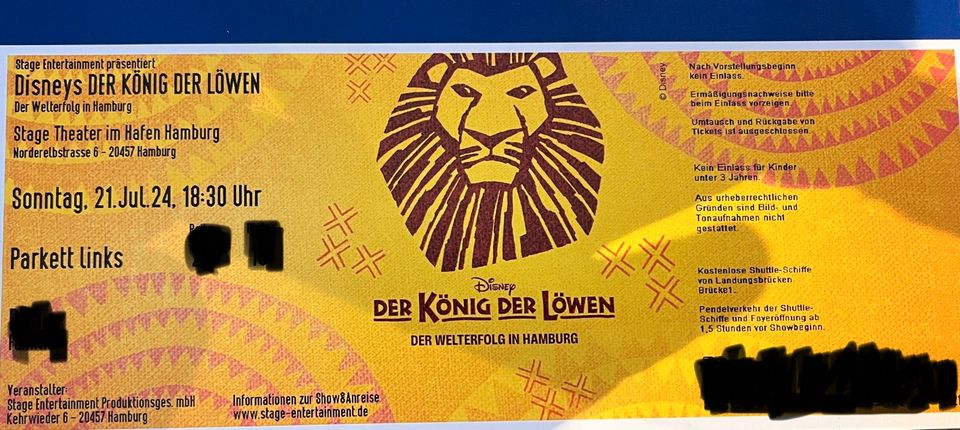 König der Löwen Tickets - 21.07.2024 (Sonntag) in Osnabrück