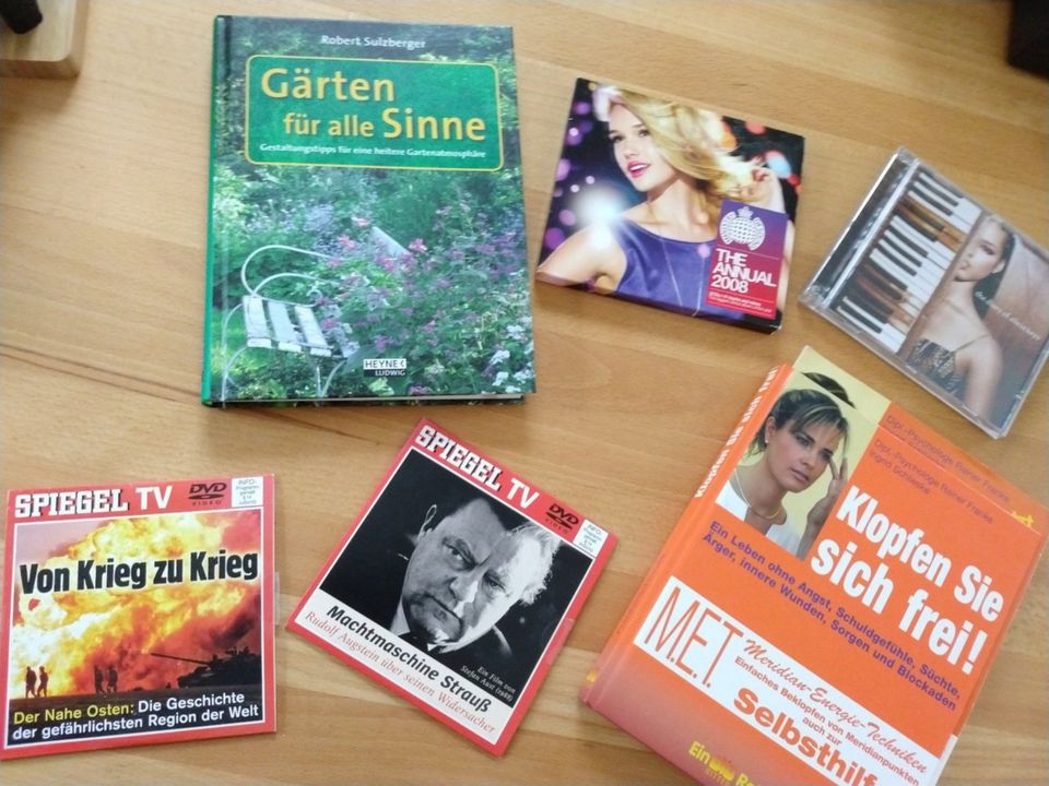 Bücher , CDs und DVDs, z.Thema Garten, Gesundheit, Politik, Musik in Waldems