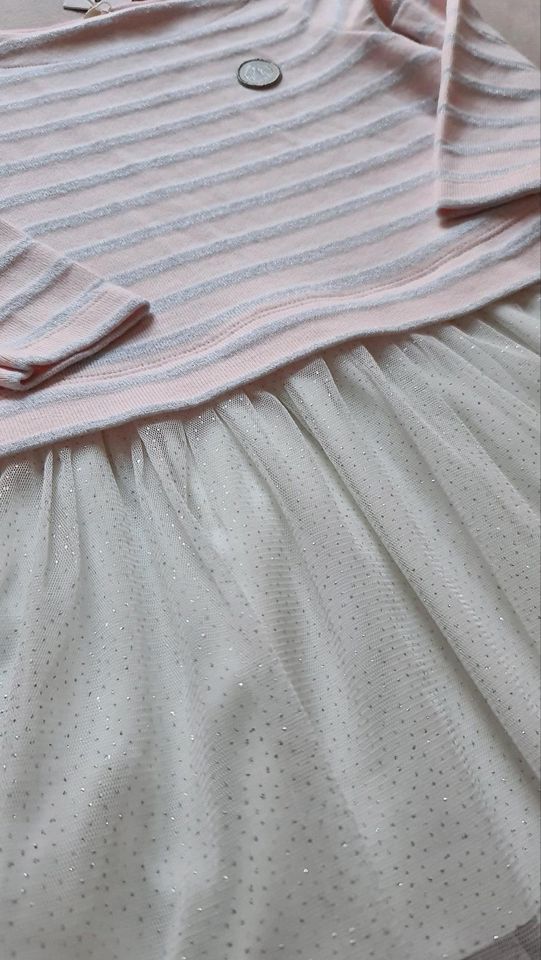 ❤️ NEU Petit Bateau Kleid 95 98 Tüll festlich Glitzer Silber rosa in München