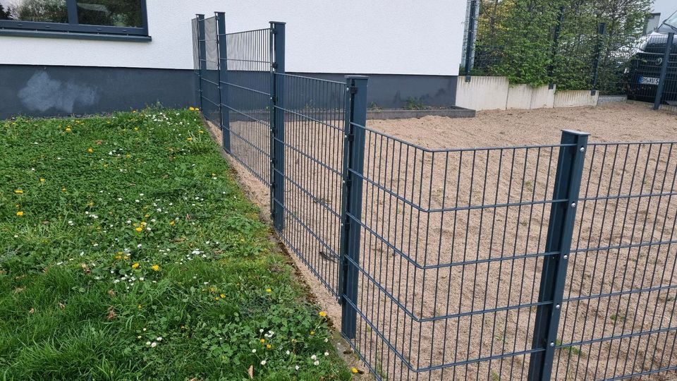 Zaunbau Doppelstabmattenzaun Zaun setzen Sichtschutz Randsteine in Bonn