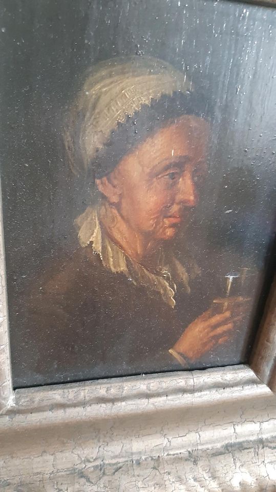Antike Gemälde Damen Portrait mit Glas Wein in Dissen am Teutoburger Wald