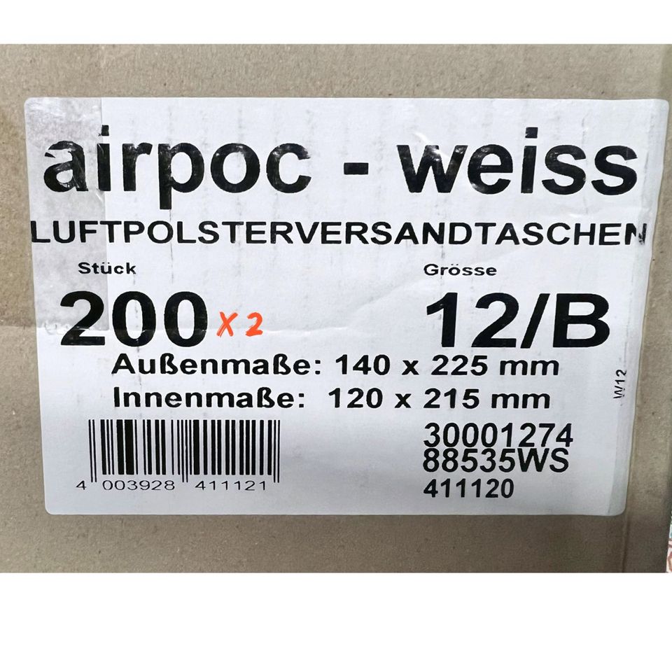 400x airpoc Luftpolster Versandtaschen 140x225mm Warenpost A83 in Hamburg