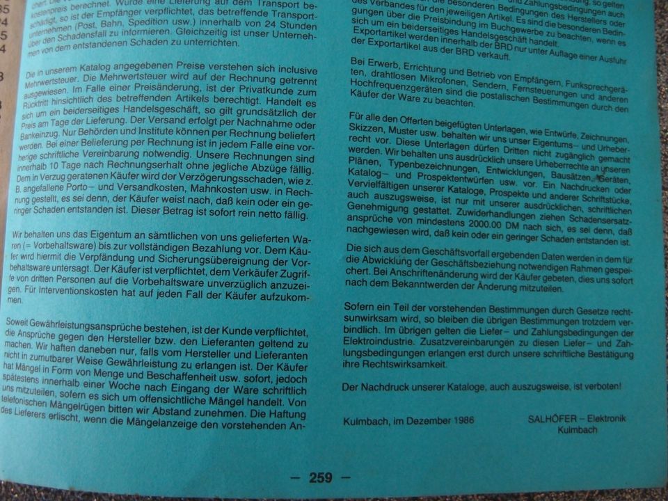 Salhöfer Elektronik Katalog 1986 in Waiblingen