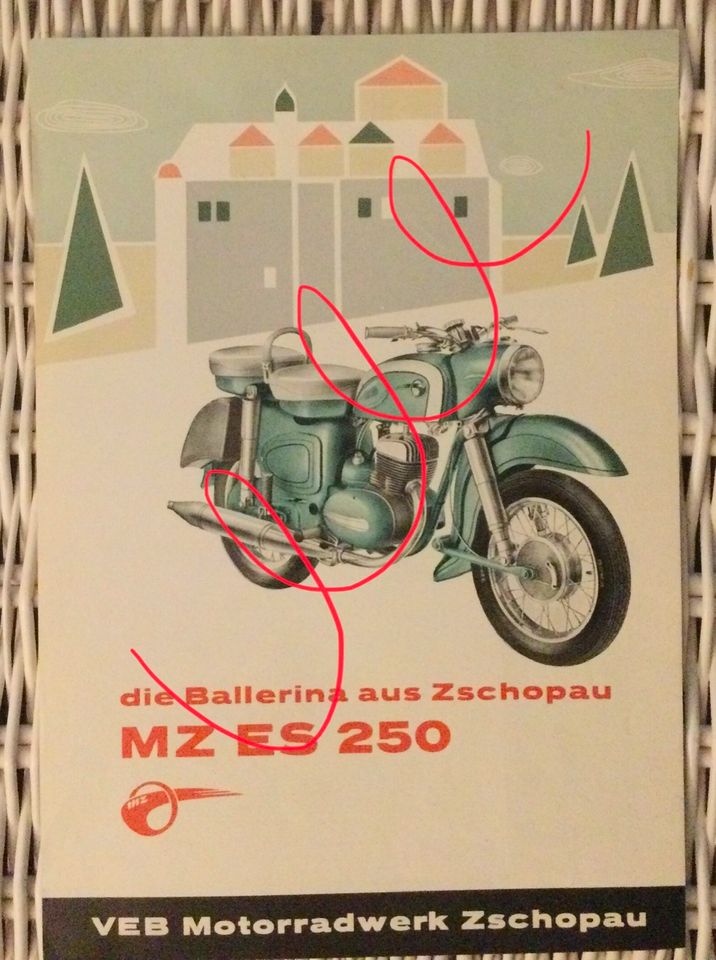 Werbeprospekte MZ ES 250, Zschopau Motoradwerk, Simson in Nordhausen