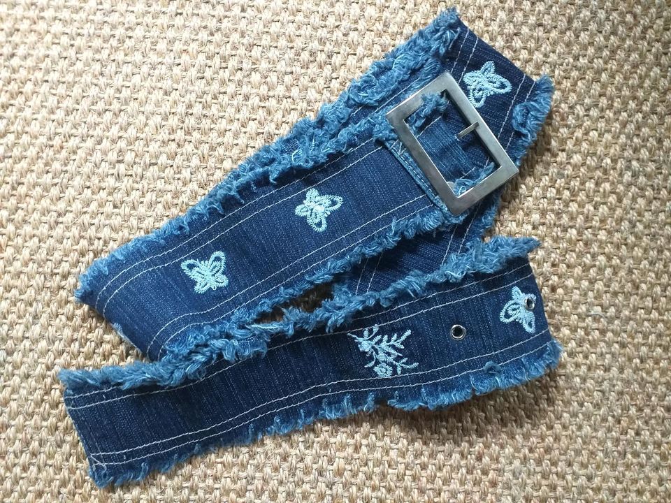 Vintage Hippie Jeans Gürtel mit Stickereien in Billerbeck