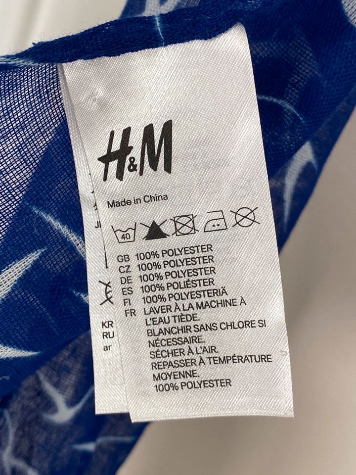 H&M Tuch Halstuch Schal Blau Weiß Vögel Muster in Apen