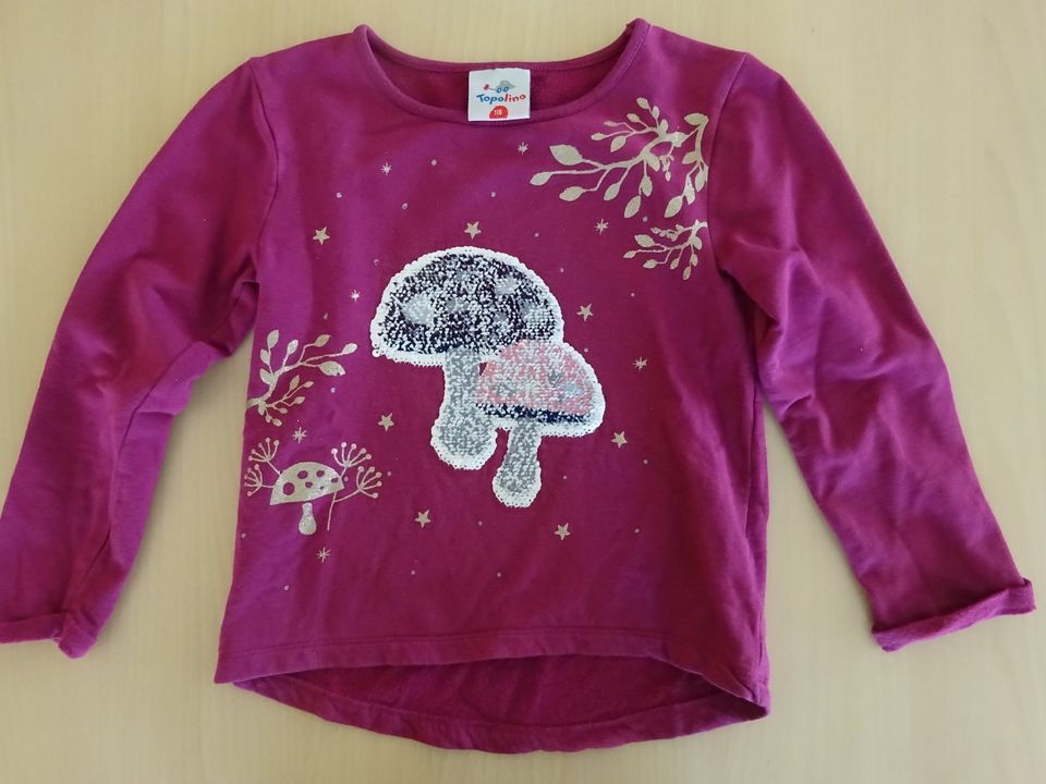 Sweatshirt Pullover pink Pilze Wendepailleten Größe 116 in Ebensfeld