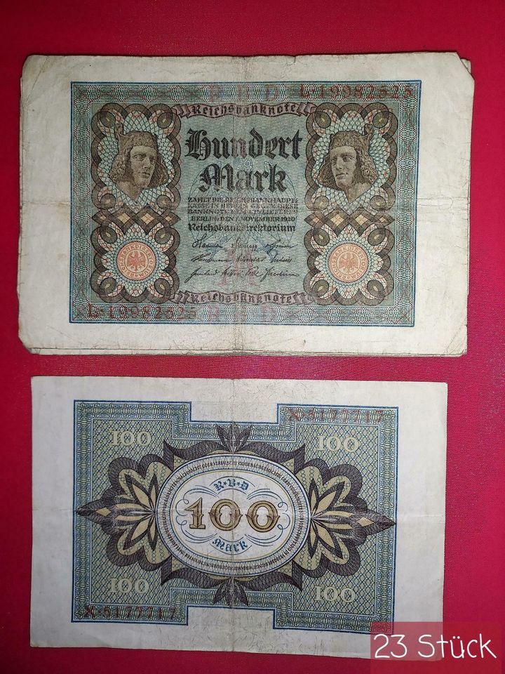 Reichsbanknoten Reichsmark Geldscheine Inflation 1 Wk in Malliß