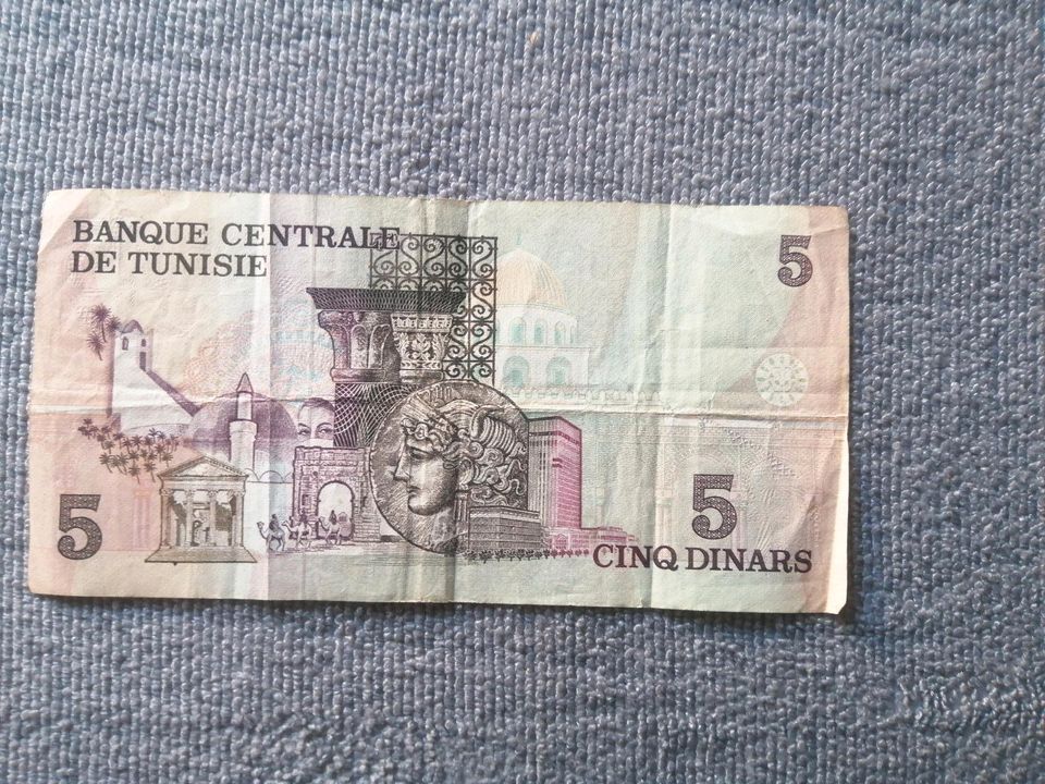 5 Dinar Tunesischen Geldschein in Ludwigshafen