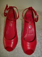 Pumps rot Leder Gr. 37 Peeptoe Riemchen Bonn - Bad Godesberg Vorschau