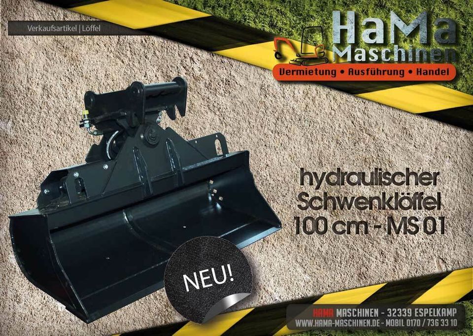 hydraulischer Schwenklöffel Grabenräumlöffel MS01 Minibagger 100 in Espelkamp