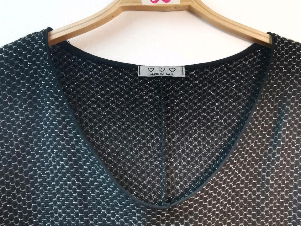 Made in Italy Shirt dünner Pullover schwarz/silber (178) Größe 46 in Mönchengladbach