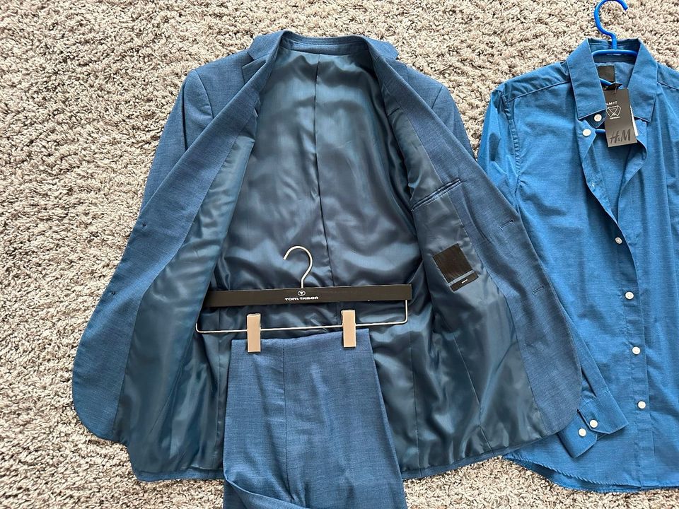 H&M Anzug Hose Hemd Sakko Herren Business Outfit Blau S NEU 3Tlg in Elmshorn