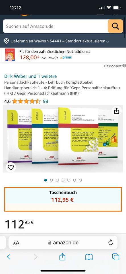 Lehrbuch 4er Set-Prüfung für Personalfachkaufleute Diekmann&Weber in Schoden