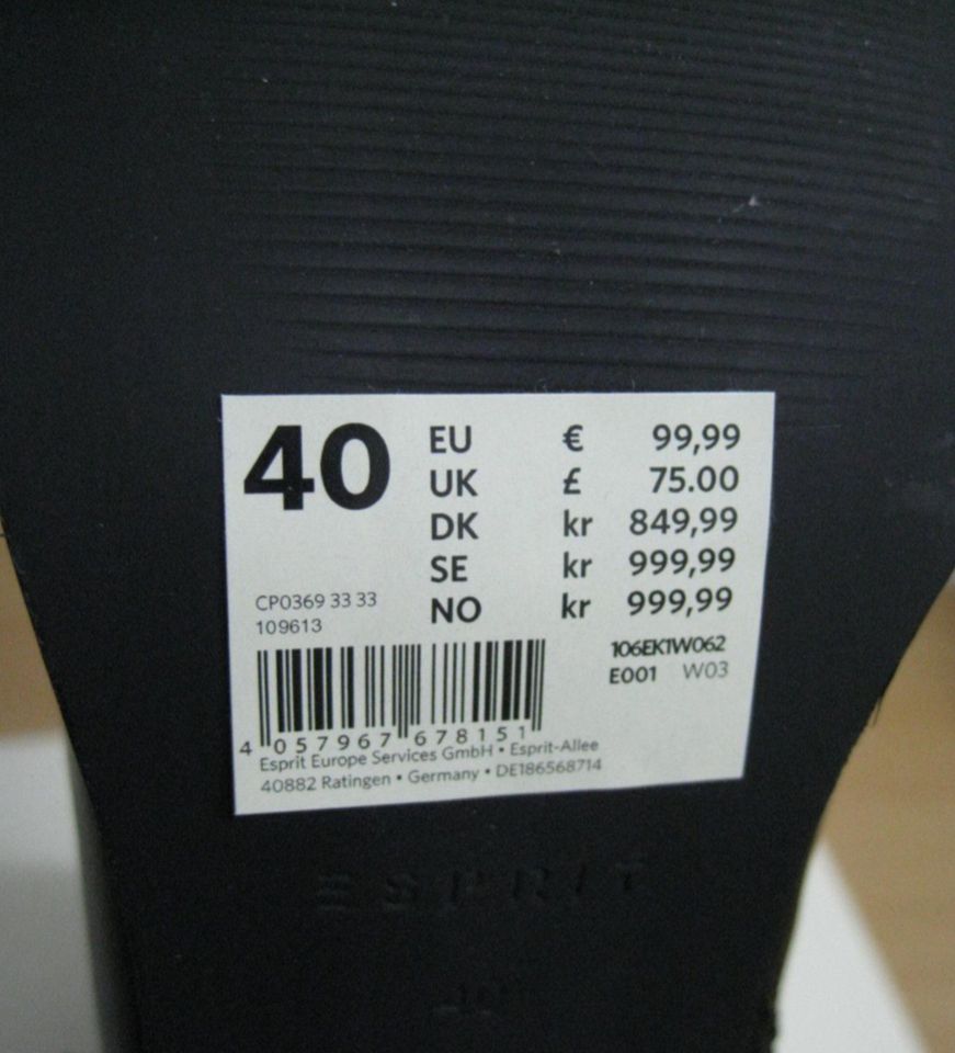 neue Esprit Stiefeletten,Boots,Stiefel,Gr.40,schwarz,Leder in Bielefeld