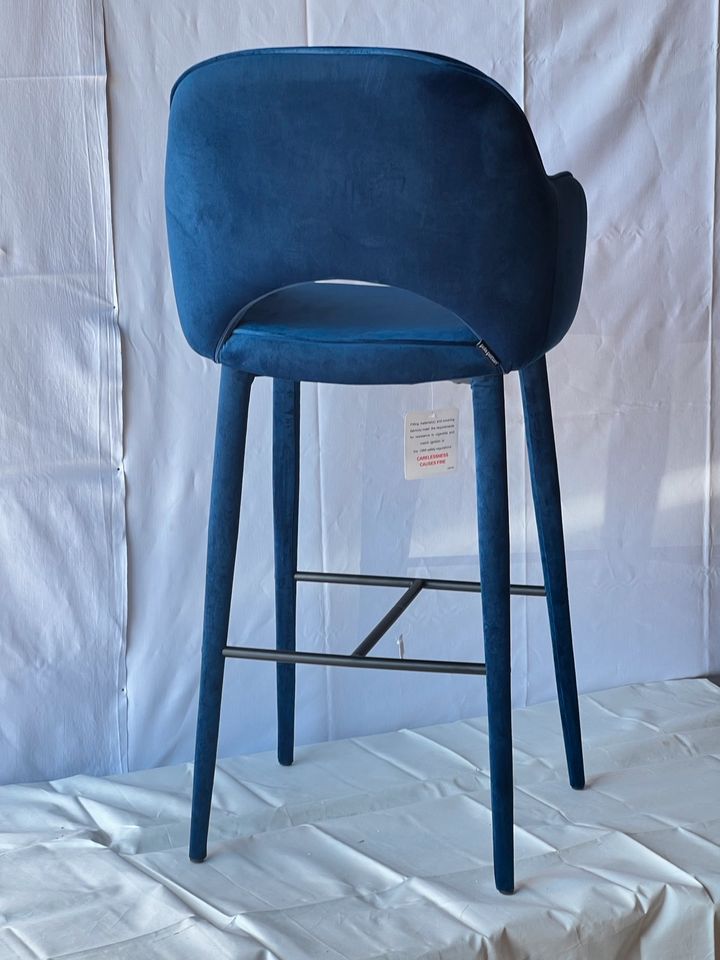 Pols Potten barstool Arms Cosima velvet blue W 54 x D60 H108,5 cm in Ingersheim