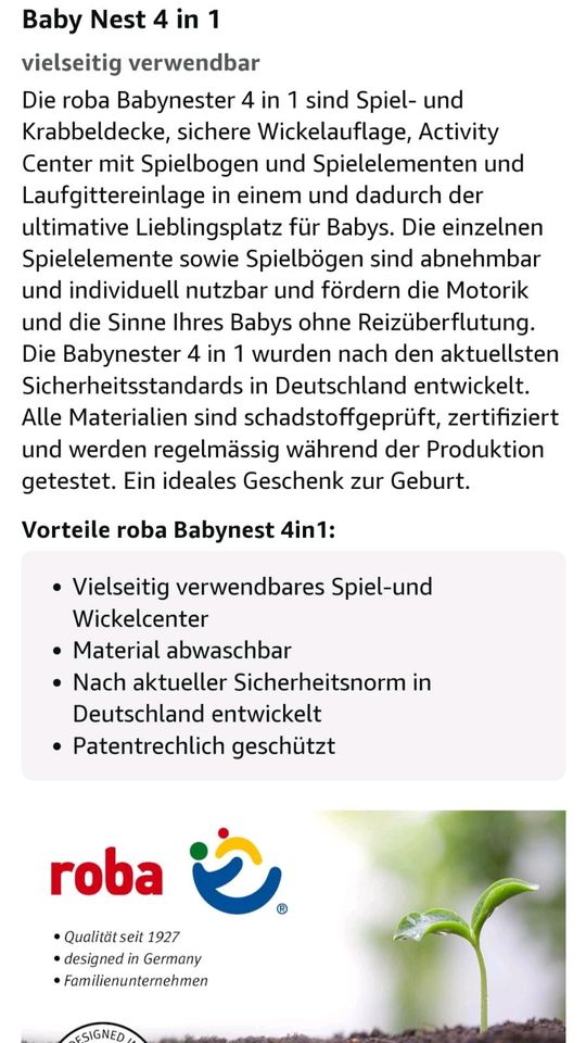 4 in 1 Babynest, Krabbeldecke, Wickelunterlage, Spielbogen grün in Oberhausen