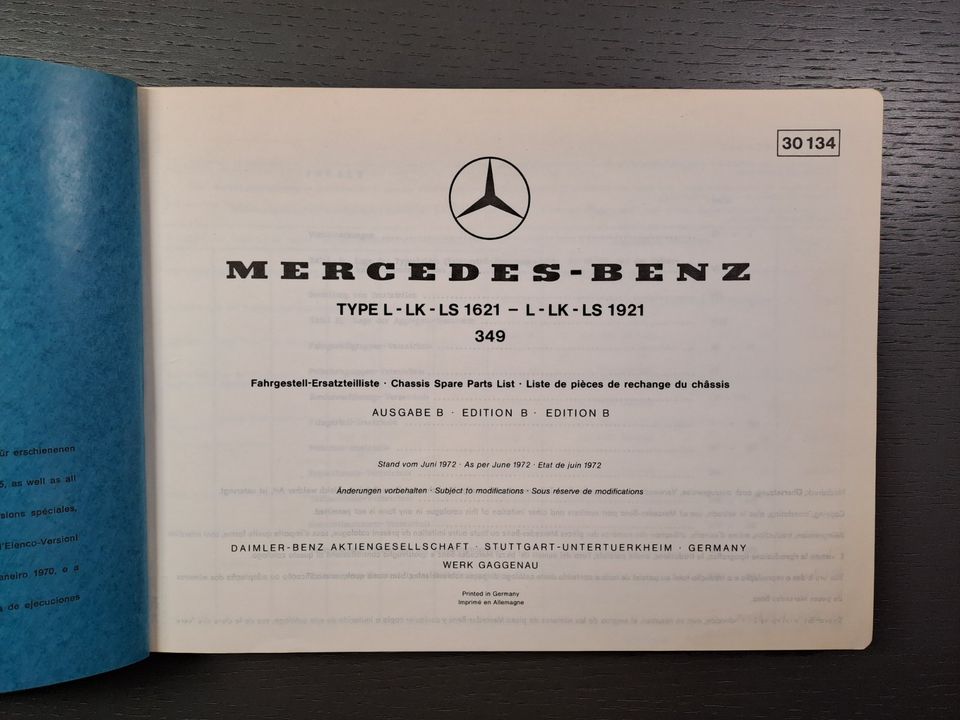 Mercedes-Benz Fahrgestell - Ersatzteilliste L-LK-LS 1621 + 1921 in Alfeld (Leine)