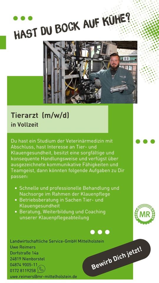 Wir suchen DICH!  Tierarzt (m/w/d) für Tiergesundheit in Nienborstel