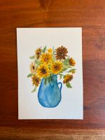 Aquarell Bild Stillleben Sonnenblumen Postkarte 10x15cm Pankow - Prenzlauer Berg Vorschau