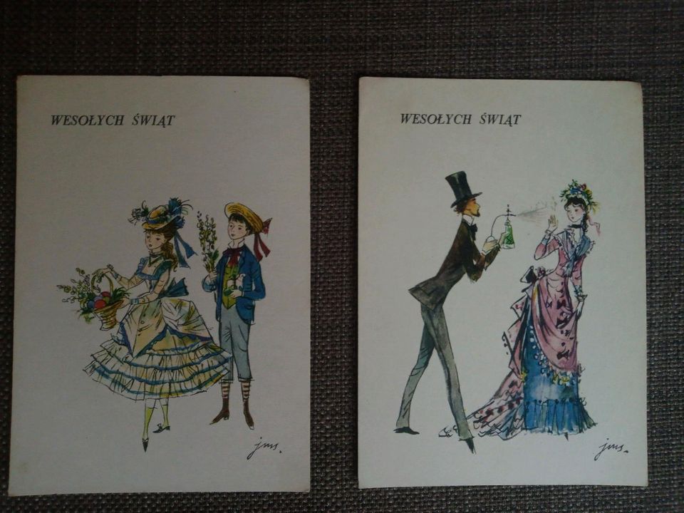 Retro Folklore Postkarten Polen *unbeschrieb* historische Paare in Dresden