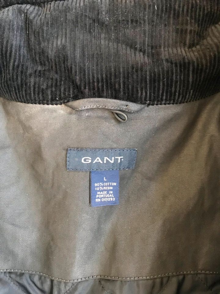 Gant Mantel Jacke L schwarz Baumwolle gewachst Cord Kragen in Köln
