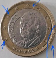 1 Euro Münze sichtbare Fehlprägung König Juan Carlos Baden-Württemberg - Ludwigsburg Vorschau