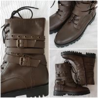 Neu 39 Manas Stiefeletten Schnürboots Leder Braun hoch Nordrhein-Westfalen - Neuss Vorschau