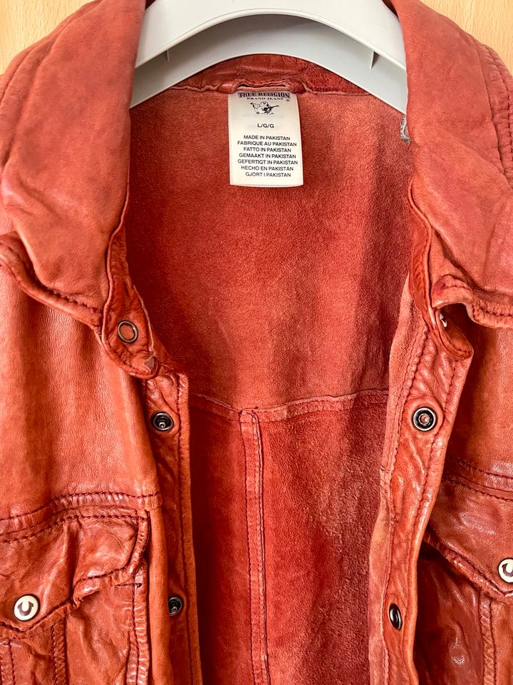 True Religion Gr.L Jacke Hemd 100%Schafsleder NP 1500€ in Leimen