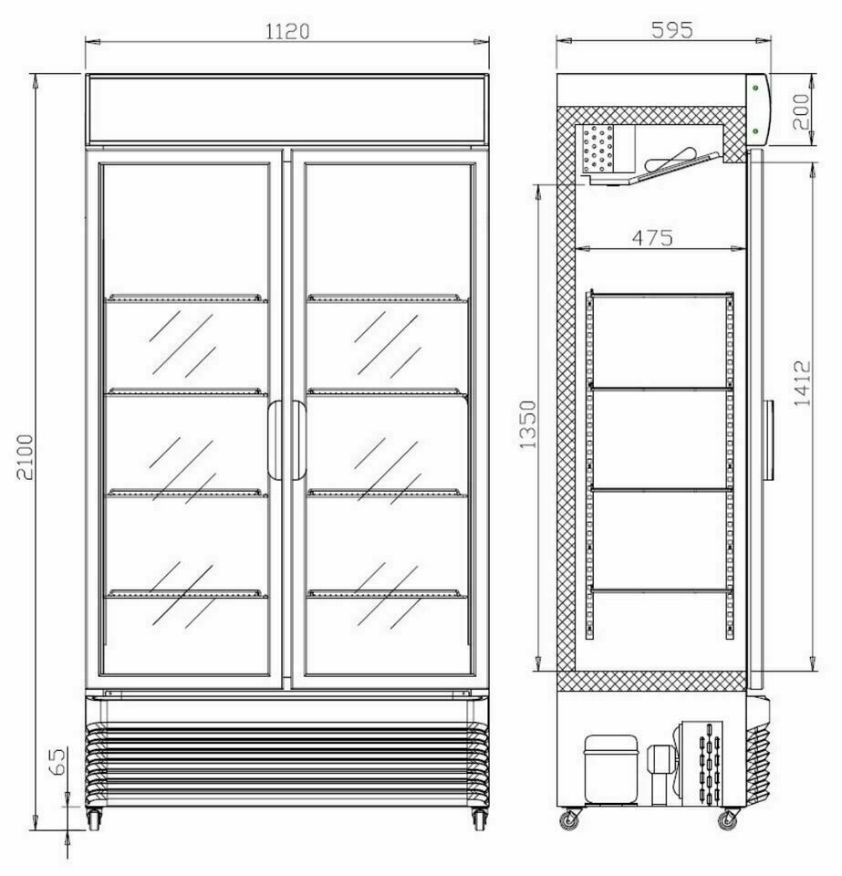 KÜHLSCHRANK MIT SCHIEBEGLASTÜREN, GASTRONOMIE, IMBISS GERÄTE in Mülheim (Ruhr)