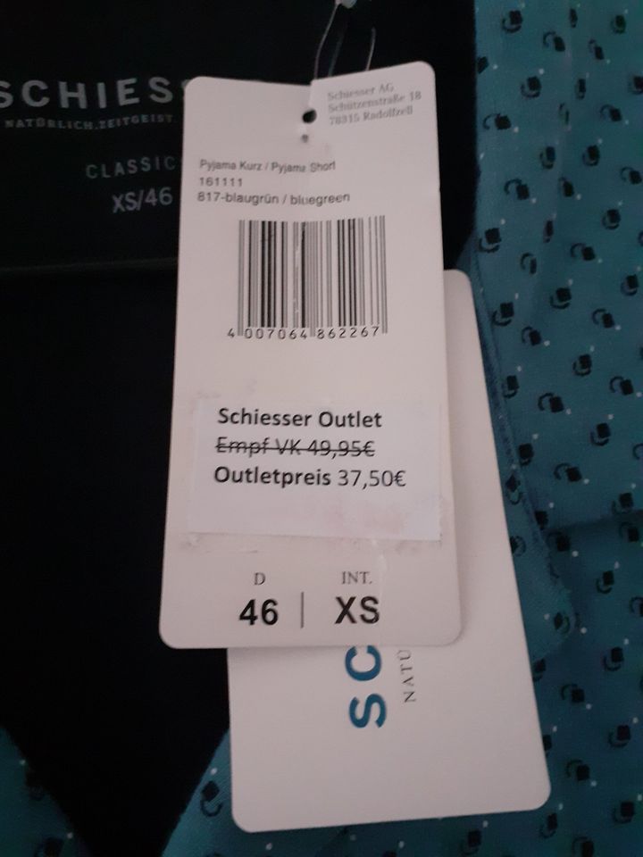 Schiesser Pyjama Shorty Gr. 46 / XS  NEU in Leipzig