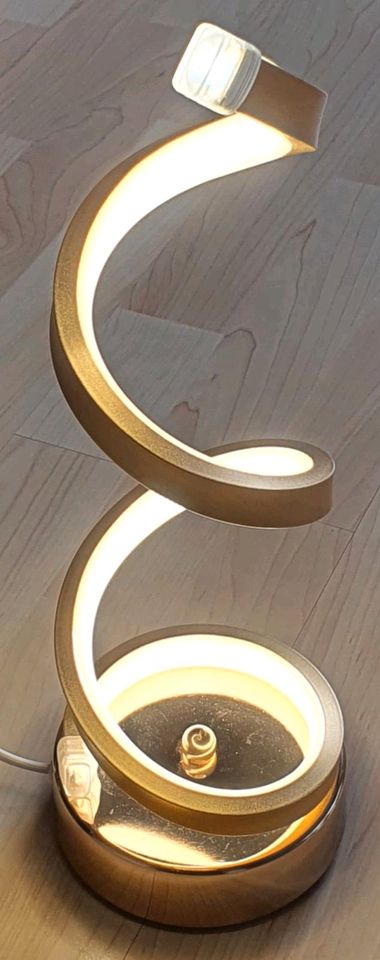 Moderne Acryl Spirale Tischlampe Tischleuchte NEU Gold LED Chips in Drachselsried