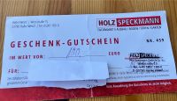 Geschenk-Gutschein Holz Speckmann Halle Westf. Wert 100€ Nordrhein-Westfalen - Borgholzhausen Vorschau