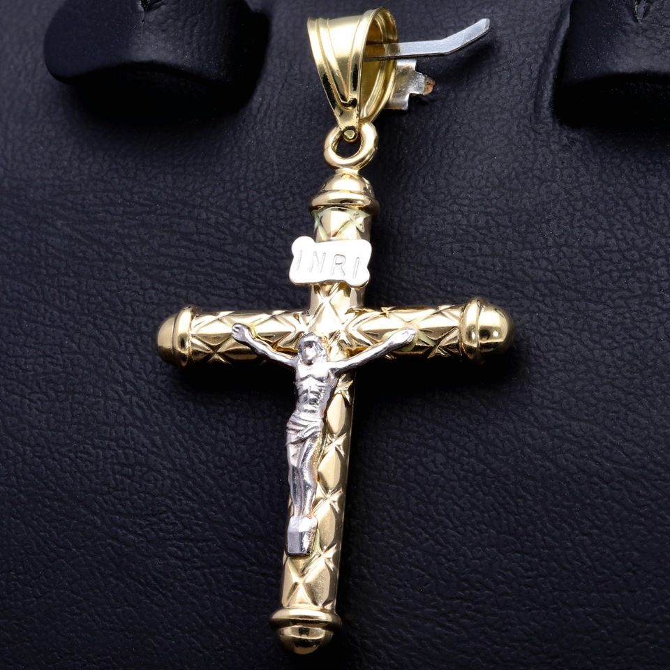 Fein Verzierter Kreuzanhänger 585 14K ECHT GOLD Jesus NEU bicolor Weissgold Golanhänger Kettenanhänger NEU SCHMUCK Geschenk Idee Weihnachten weitere Artikel auf sensburg-aurum in Berlin