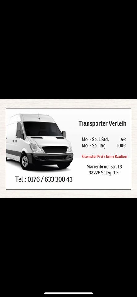 Transporter Vermietung Kilometer frei ab 15€ die Stunde in Salzgitter