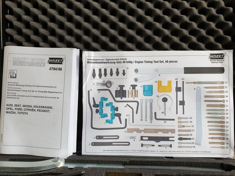 Hazet 4794/48 Universal Motoreinstellwerkzeug Satz 48-teilig in Kutenholz