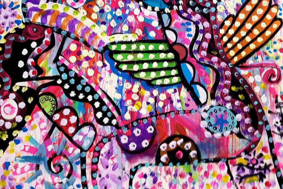 Kunst Gemälde Bild Abstrakt Farbenfroh Ibiza 70x100cm Unikat in Dietzenbach