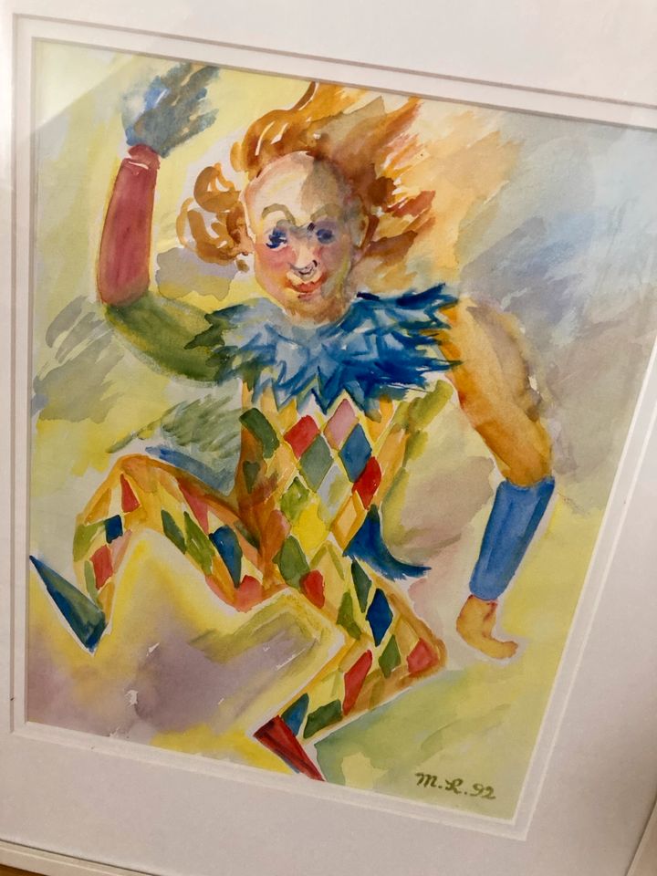Aquarell Gemälde Bild Clown Kinder Kinderbild in Hamburg