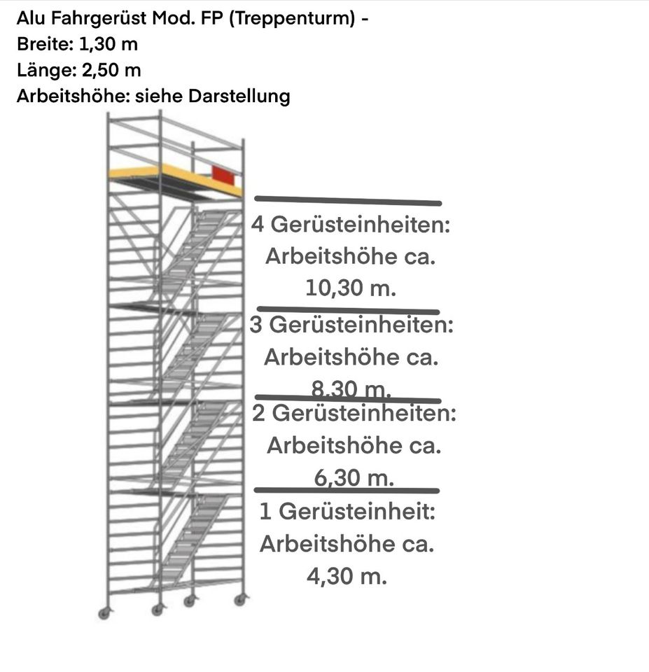 Gerüst: Alu Fahrgerüst Mod. FP (Treppenturm) zur LEIHE in Übersee