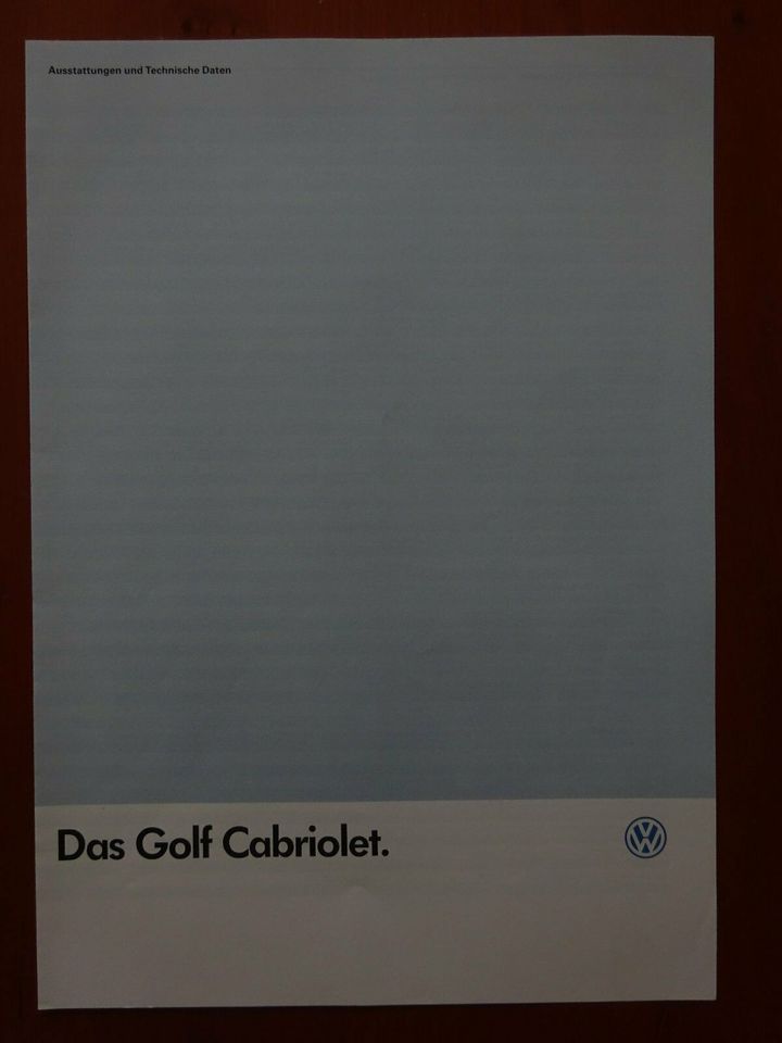 VW Golf I Cabriolet - Prospekt + Datenblatt in Neusäß