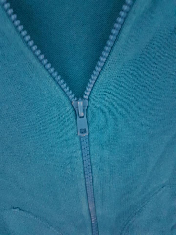 Mango Strickjacke/ Jacke blau/ türkis Damen Gr. L mit Kapuze in Mainz