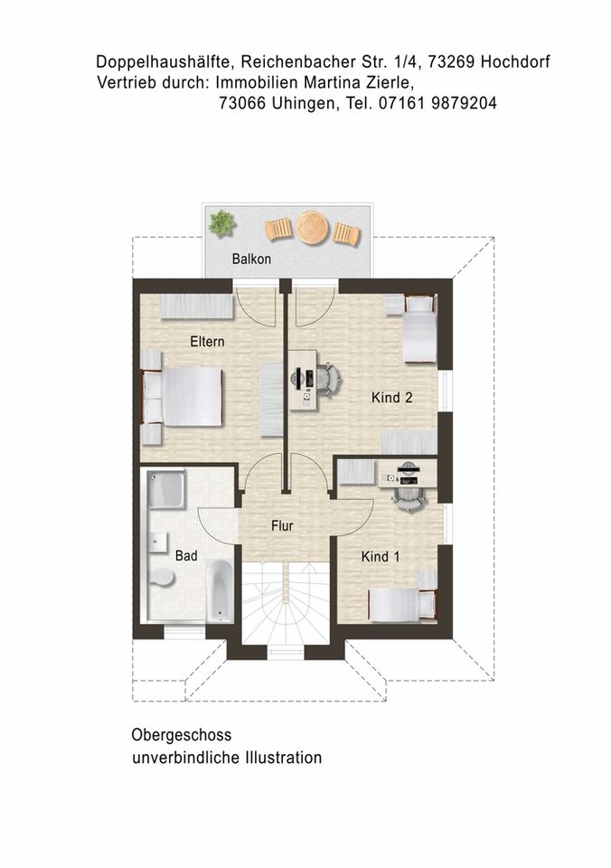 Neubauprojekt in Hochdorf, schöne DHH, 2 Terrassen, Balkon, Garten, KfW55, Carport und Stellplatz in Hochdorf