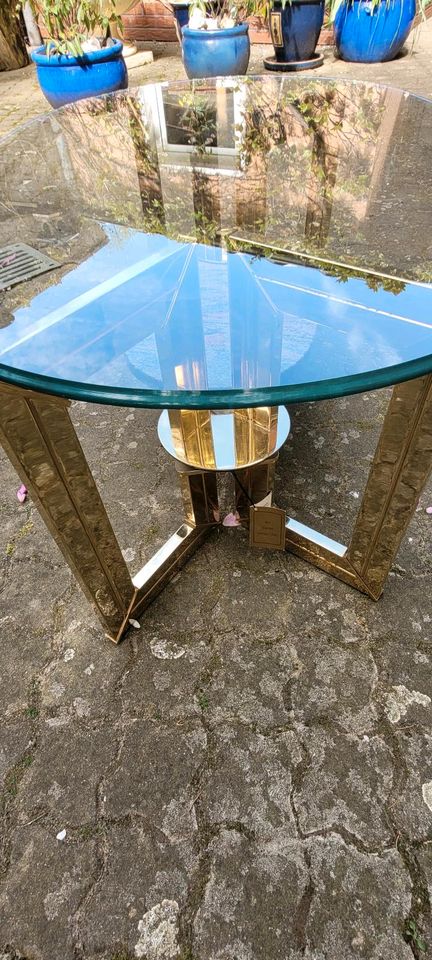 Glastisch mit Granitplatte, 24 Karat vergoldet in Dahme/Mark