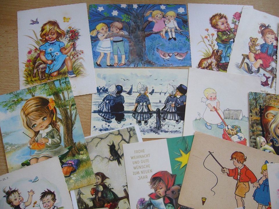 alte Glückwunschkarten mit Kinder Puppen in Sassnitz